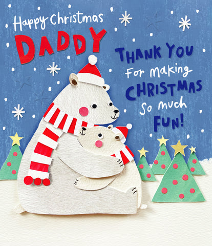 Daddy Christmas card - cute polar bears