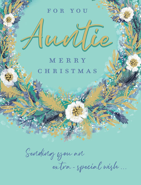 Auntie Christmas card - Christmas wreath