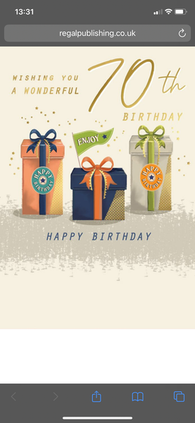 70th birthday card - birthday gifts