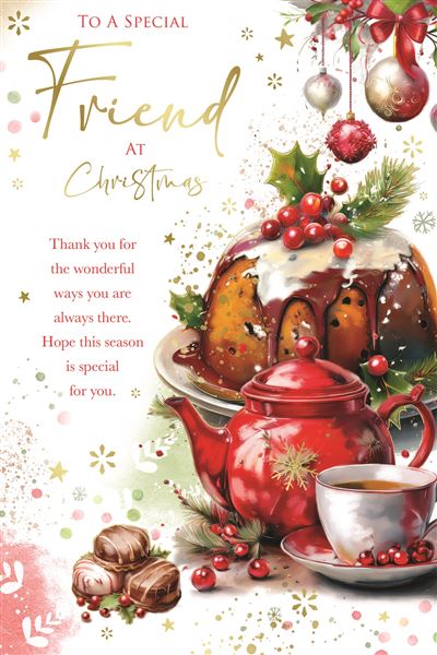 Friend Christmas card - Xmas pudding