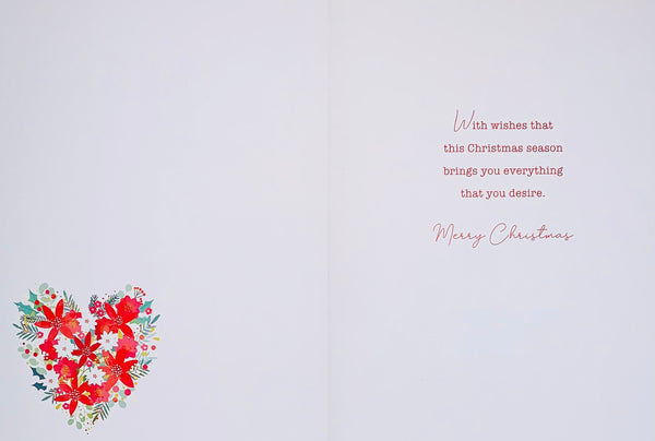 Wonderful Friend Christmas card - floral heart