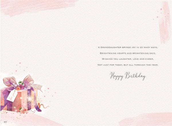 Granddaughter birthday card - flowers and presents