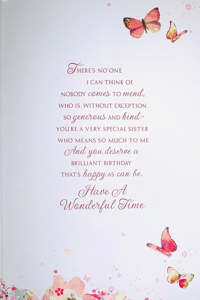 Sister birthday card-flowers, long verse