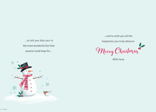 Son Christmas card - cute snowman