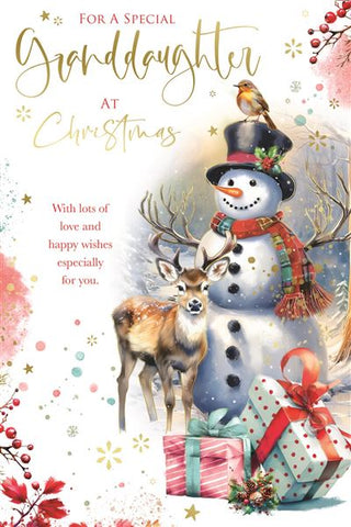 Granddaughter Christmas card - cute snowman