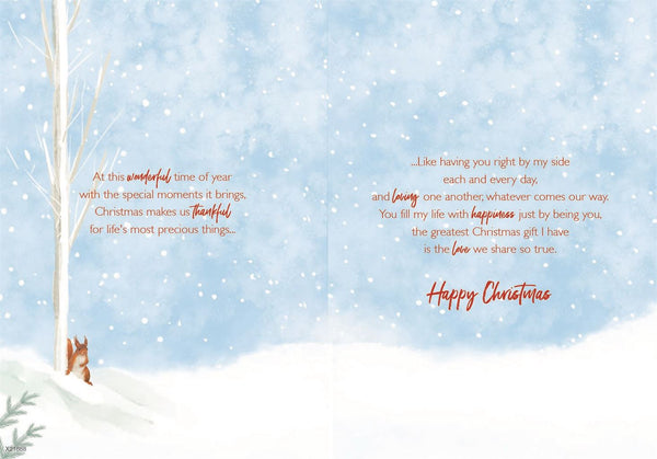 Husband Christmas card- cute fox couple