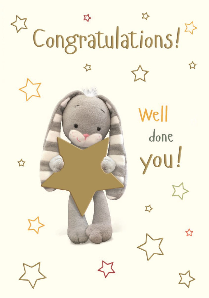 Congratulations card- cute rabbit – Cards Through The Post.com