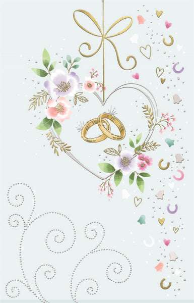 Special couple weddding day card - cake and celebration