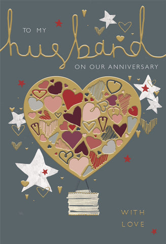 Husband wedding anniversary card - modern heart
