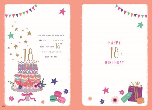 Daughter 18th birthday card - pretty cake