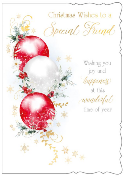 Special friend Christmas card - Xmas baubles