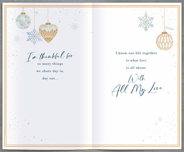 Luxury One I love Christmas card- Xmas baubles