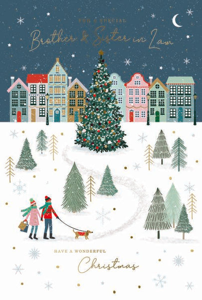 Brother and Sister in law Christmas card - festive town