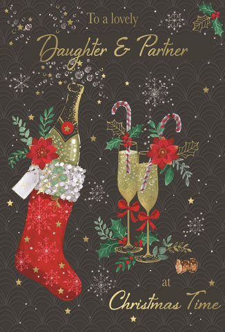 Daughter and Partner Christmas card- Xmas drinks