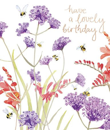 General birthday card for her- flowers and bees