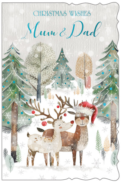 Mum and Dad Christmas card - cute reindeers