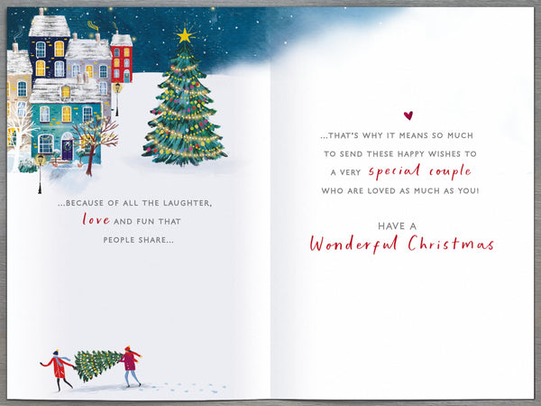 Son and Daughter in law Christmas card - festive town