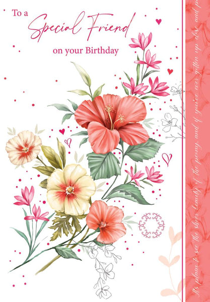 Friend birthday card - classic flowers