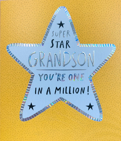 Grandson birthday card - sparkling star