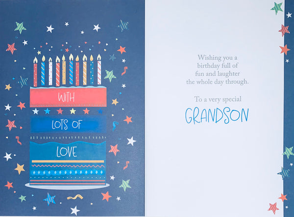 Grandson birthday card - birthday cake