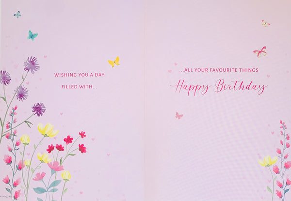 Sister-in-law birthday card- flowers and butterflies