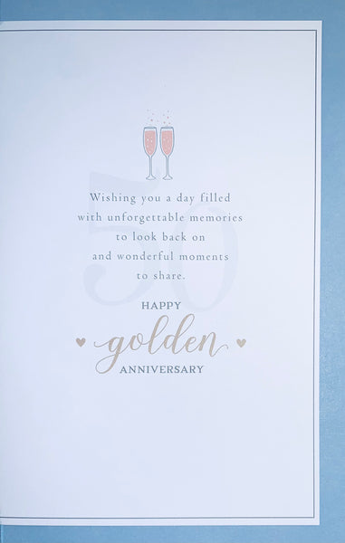 Golden wedding anniversary card - champagne