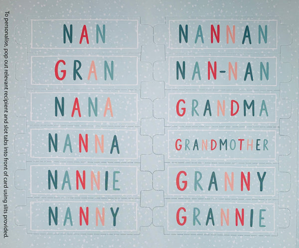 Female grandparentChristmas card- customisable card