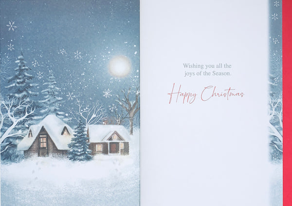 Grandson Christmas card - winter cottage