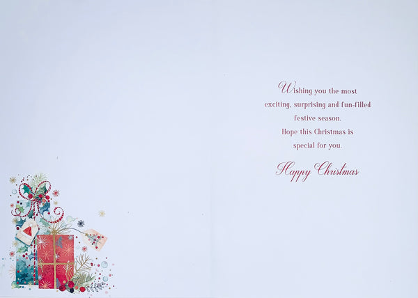 To all the family Christmas card- Xmas presents