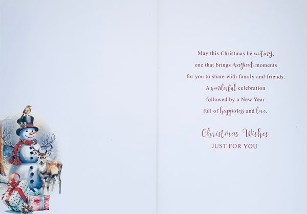 Granddaughter Christmas card - cute snowman