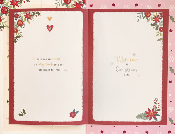 Wife Christmas card- floral heart