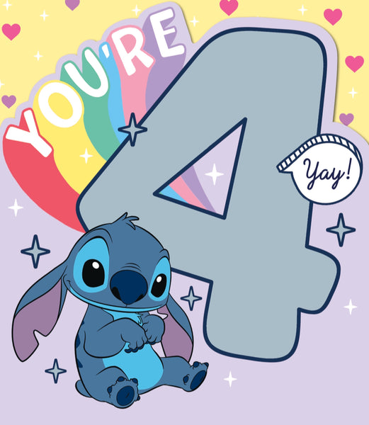 Age 4 birthday card - Lilo and Stitch