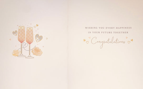 Wedding day card- flowers flowers and fizz
