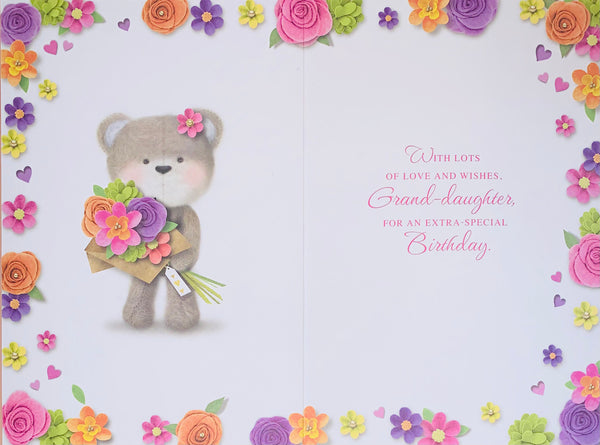Granddaughter birthday card - cute bear