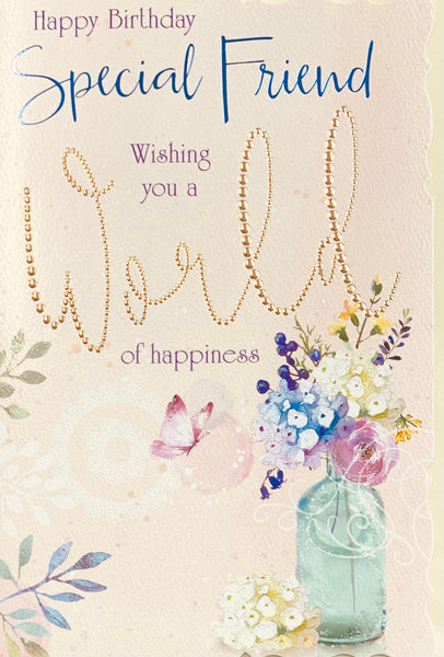 Friend birthday card - classic flowers