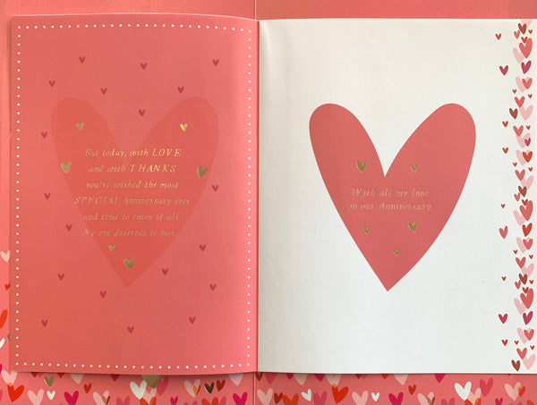 Wife anniversary card - balloon hearts - large card
