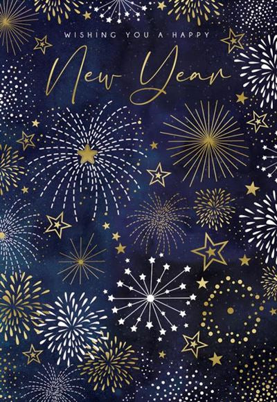 New year card- stars and fireworks