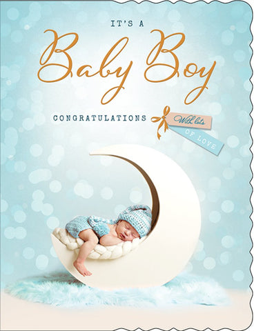 Baby boy birth congratulations card - cute photo
