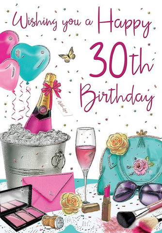 30th birthday card - birthday drinks