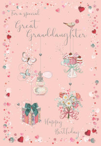 Great Granddaughter birthday card- flowers and gifts