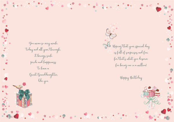 Great Granddaughter birthday card- flowers and gifts