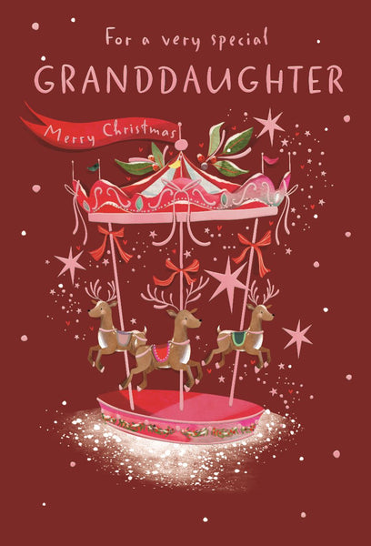 Granddaughter Christmas Card | Magical Merry-Go-Round Design