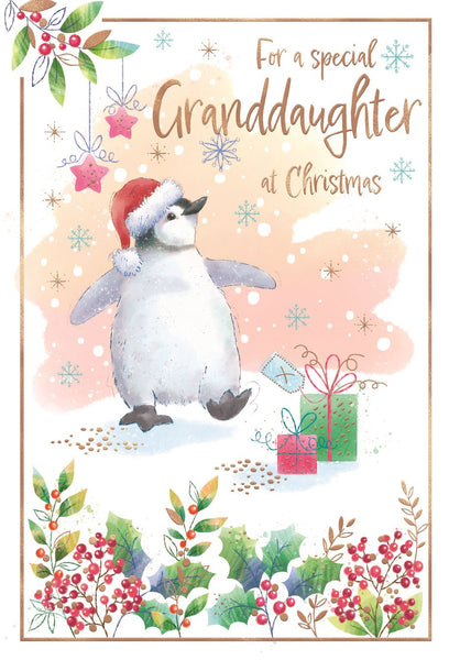 Granddaughter Christmas Card | Cute Penguin Design