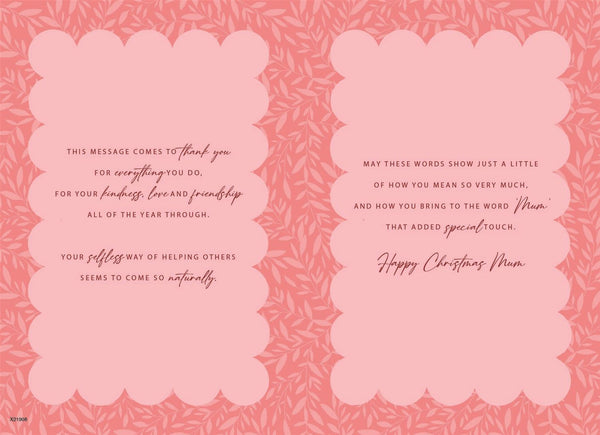 Mum Christmas card- festive snowglobe