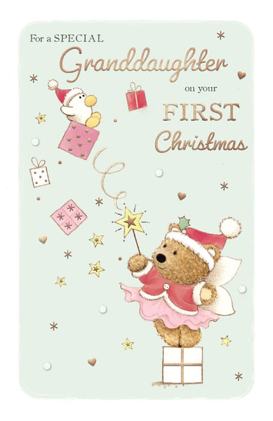 Granddaughter first Christmas card - cute rabbit