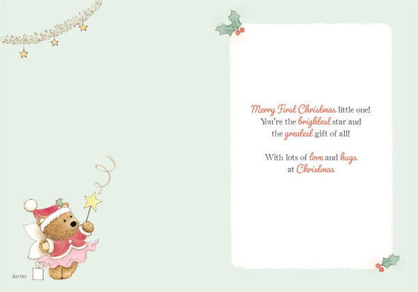 Granddaughter first Christmas card - cute rabbit