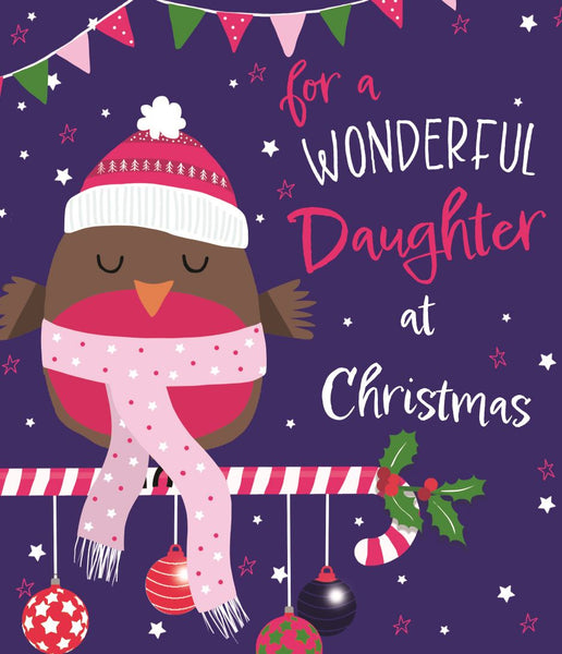 Daughter Christmas card - cute robin