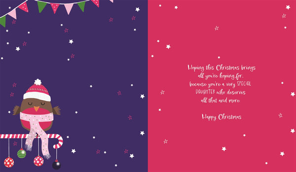 Daughter Christmas card - cute robin