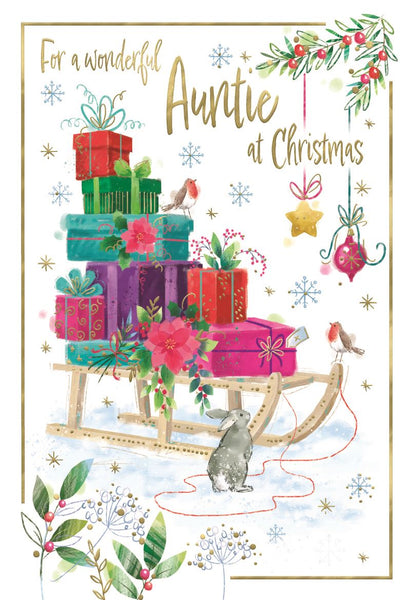 Auntie Christmas card- Christmas sleigh