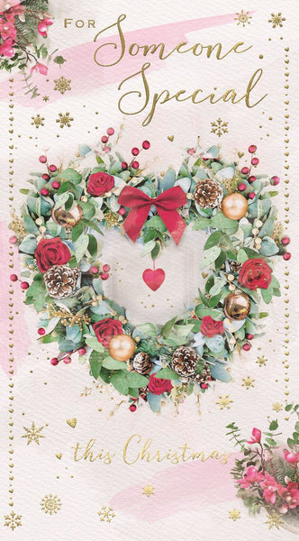 Someone Special Christmas Card – Floral Wreath, Greeting Card